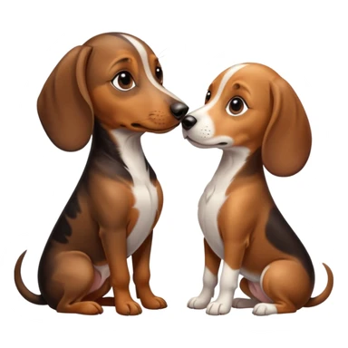 Dachshund and beagle kissing  sticker