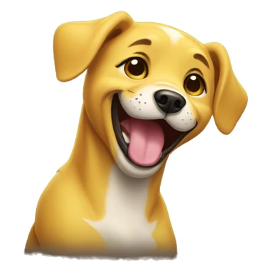 yellow giggling dog sticker