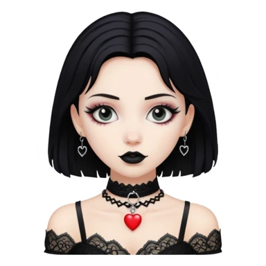 goth heart with a black lace choker sticker