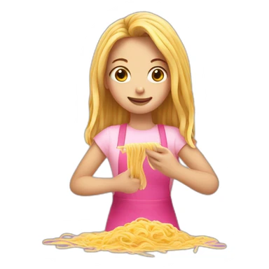 pink girl making pasta sticker