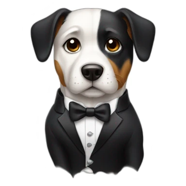 a dog dressed in a tuxedo sticker