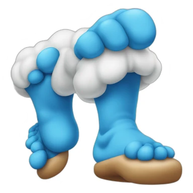 a smurf showing his big feet sticker