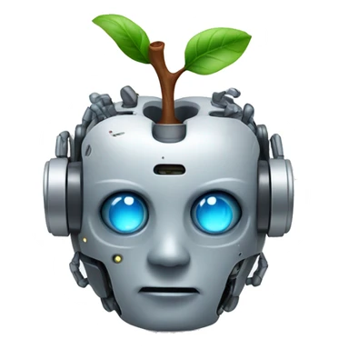 robot apple with brain visible sticker