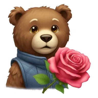 Ours avec une rose sticker