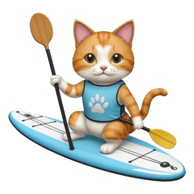 cat on paddle board with “paws” teashirt on sticker