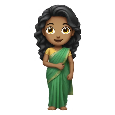 Light skin black hair girl wearing saree sticker