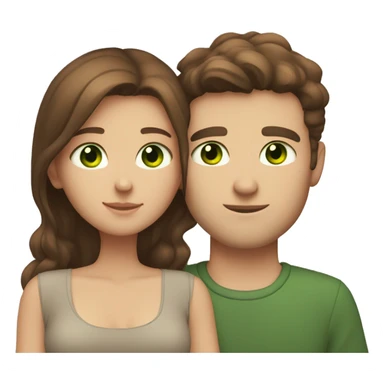 brown haired with green eyes and fair skin girlfriend hugging light brown haired boyfriend with brown eyes and fair skin sticker