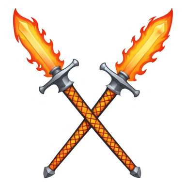 sword on fire crossed sticker