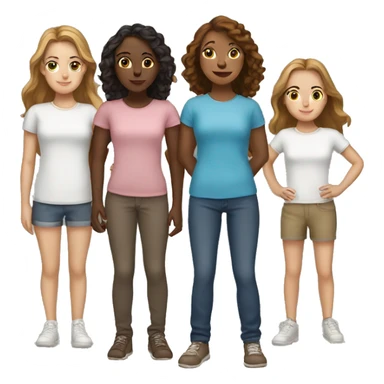 Five white girl with with brown hair (standing together) sticker