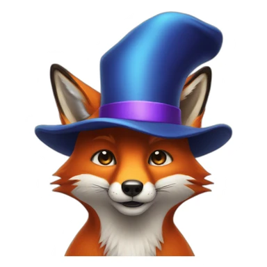 a fox with a hat of a magician oh his head sticker
