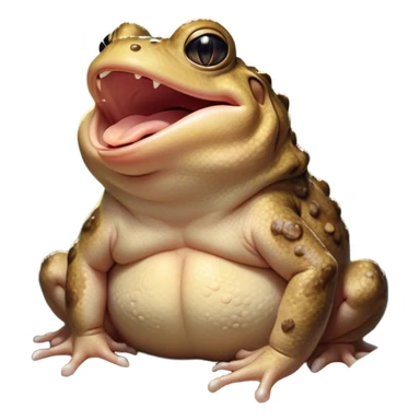 Cinematic Cute Yawning Toad Portrait Emoji, Head tilted slightly with a dramatic, wide-open yawn, showcasing a stout, textured body with drooping, warty features and sleepy, half-closed eyes, Simplified yet irresistibly adorable features, highly detailed, glowing with a soft, cozy woodland glow, high shine, relaxed yet expressive, stylized with a dash of whimsical amphibian charm, soft glowing outline, capturing the essence of a drowsy yet affectionate toad that appears ready to stretch out for a nap! sticker