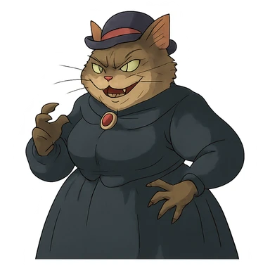 evil British cat-woman sticker