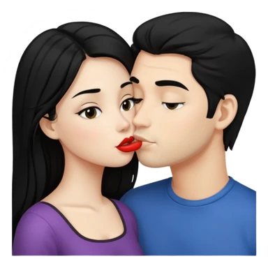 Black hair naked girl kissing a man with black hair  sticker