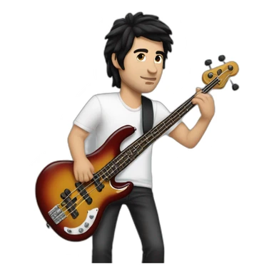 bass player, black hair, white dude sticker