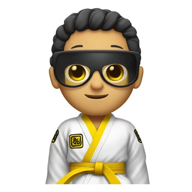 Asian Cool boy with jiujitsu gi with a yellow belt and sunglasses sticker
