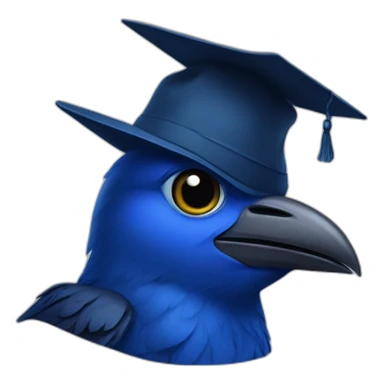 Blue baby Crow with alumni hat sticker