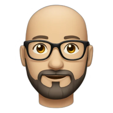 Almost bald dark haired 40 year old man with beard and round glasses sticker