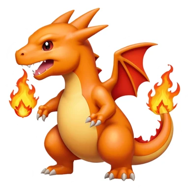 cute minimalistic charizard pokemon throwhing flames sticker