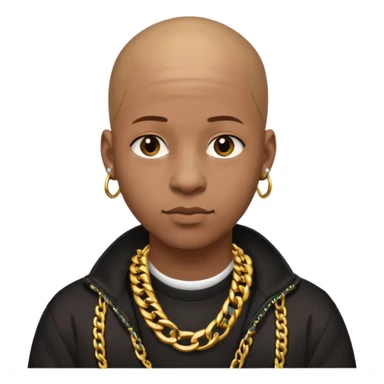 Young African rapper, bald with chain, without ear piercings/ jewelry  sticker