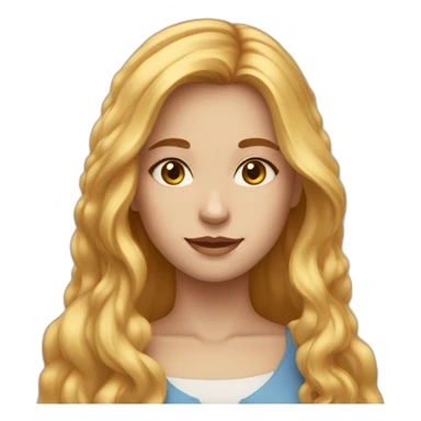 Medium sized girl with long golden honey colored hair and blue eyes sticker