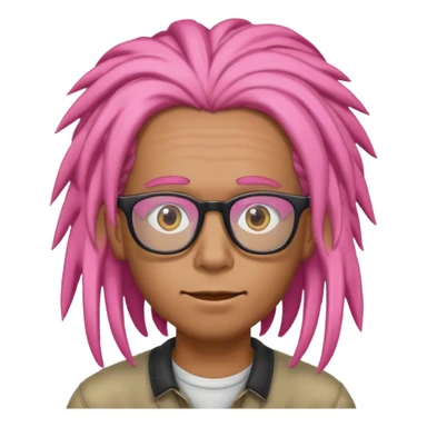 pink dreadlock guy with rectangle glassess sticker