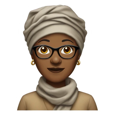 An older black women wearing glasses and headwrap  sticker