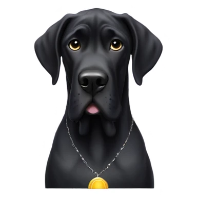 All black Great Dane with halo sticker