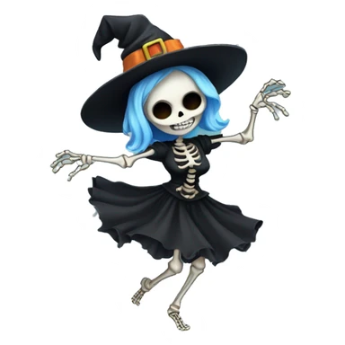 Cute skeleton women witch dancing sticker