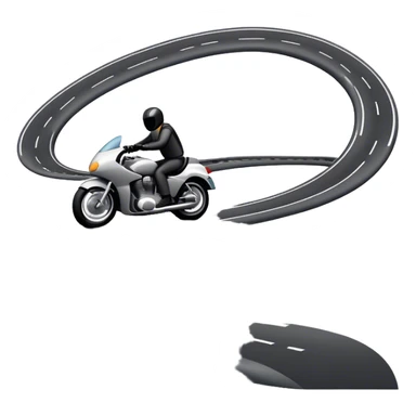 An icon showing a motorcycle and a car speeding through a winding road, with the car’s sleek silhouette blending into the curve of the road while the motorcycle zips past. The scene should capture the thrill of the ride, the freedom of the open road. transparent background. sticker