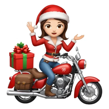 biker girl brune moto christmas sticker