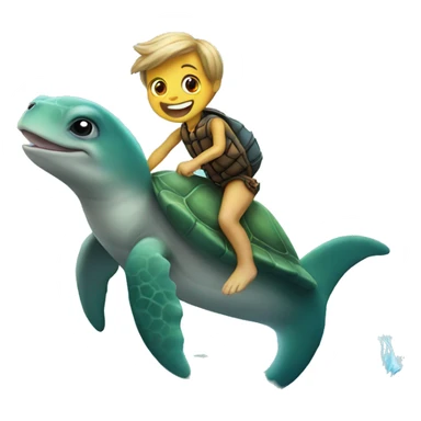 A turtle riding a dolphin sticker