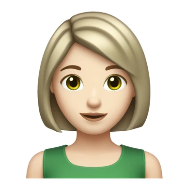 Pale skin girl with green eyes and brown hair and Bob haircut sticker