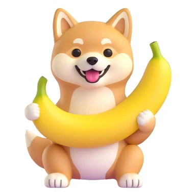 shiba inu eating banana sticker