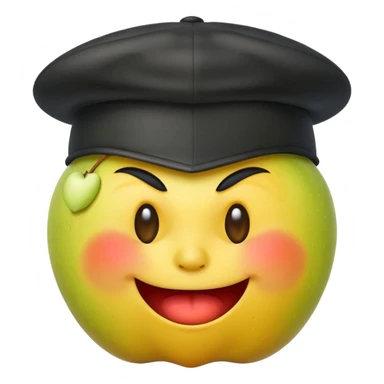 angry yellow smiley of apple with SS hat  sticker