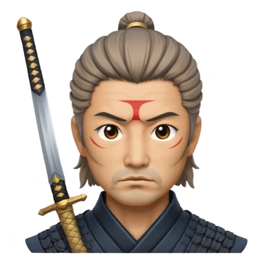 japanese sword master warrior face sticker