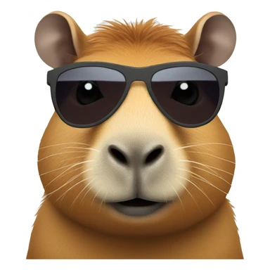 capybara facing forward close up wearing sunglasses sticker