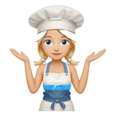 Sexy Full body  pretty
Long Blonde hair blue eyed female chef wearing white tank top, denim shorts and chef hat with arms folded sticker