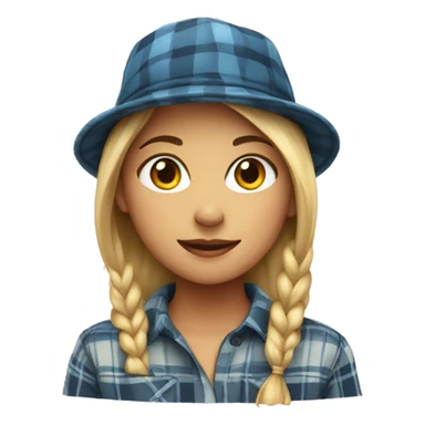 girl in plaid shirt with hat sticker
