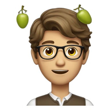 Classy brown-haired, bitter, bespectacled young man throwing grapes sticker