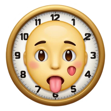 Toung out emoji wit clock it sticker