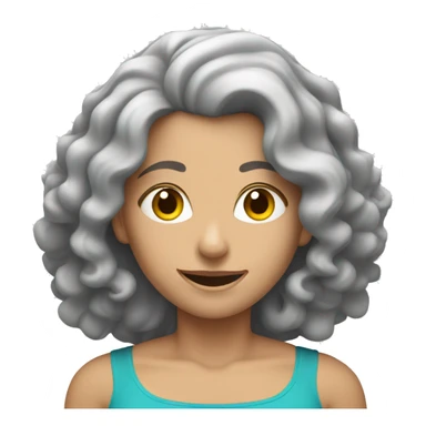 Caucasian women with curly gray hair lifting weights sticker