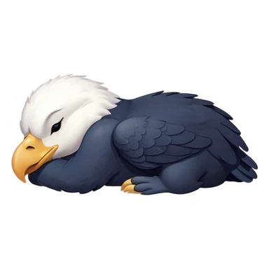 Meme-Worthy Cute Sleeping American Eagle Portrait Emoji, Head resting peacefully with a contented smile, showcasing a broad, stately form with eyes gently closed in serene slumber and a striking contrast of white head and dark body, Simplified yet adorably endearing features, highly detailed, glowing with a soft, drowsy majestic light, high shine, relaxed and utterly lovable, stylized with an air of playful laziness, soft glowing outline, capturing the essence of a sleeping American eagle that feels destined to become the next viral icon of adorable rest! sticker