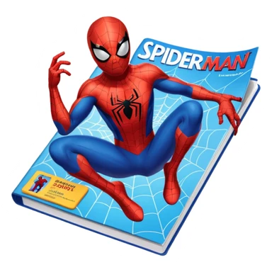 a magazine with Spider-Man on the cover sticker