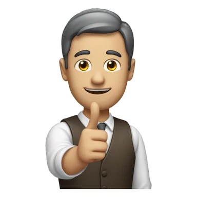 man with information raising his finger to say it sticker