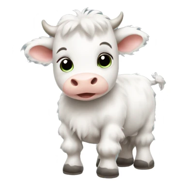 Fluffy baby cow sticker