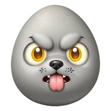 Angry pebble that looks like dog with egg on top sticker