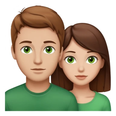 A boyfriend with light brown hair and green eyes next to his girlfriend with dark brown hair and brown eyes sticker