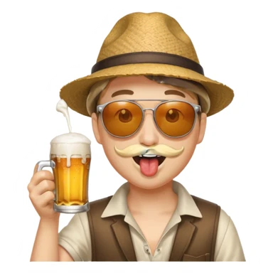 pooring beering into mouth sticker