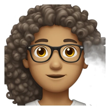 moroccan curly brown hair boy, with black glasses. and white skin tone sticker