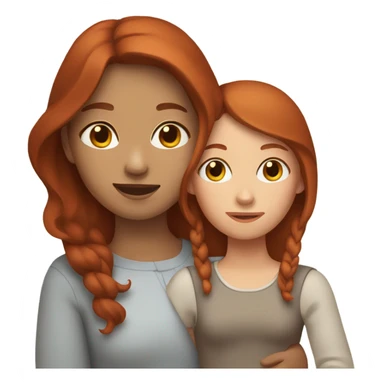 Red hair mom holding brown hair daughter sticker